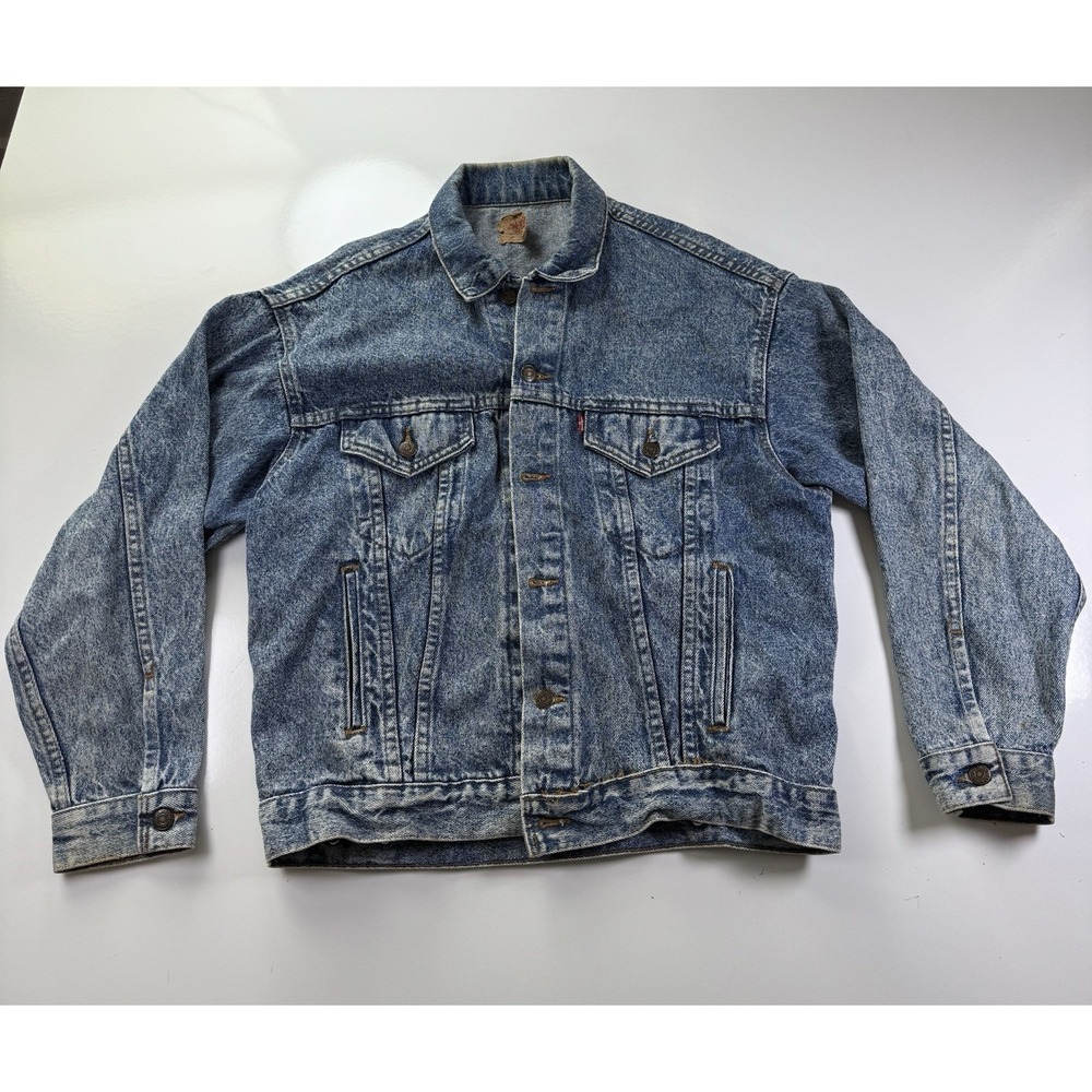 Levi's Type 3 Trucker Denim Jacket Vintage 80s Acid Wash Jean Large Distressed